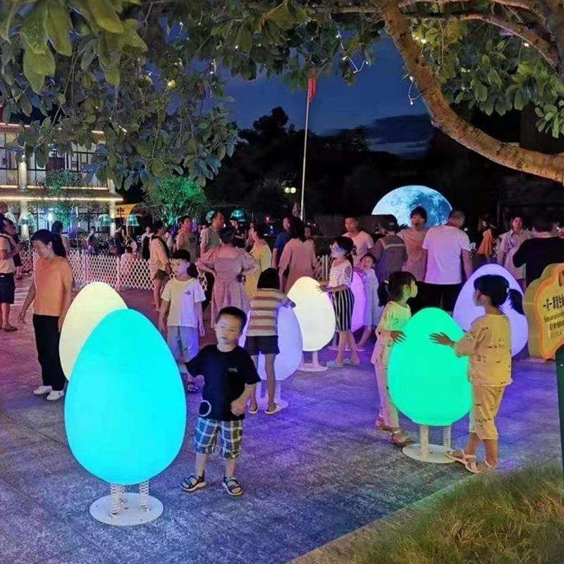 户外发光蛋形椭圆不倒翁景观氛围装饰灯广场触碰渲染变色互动亮化