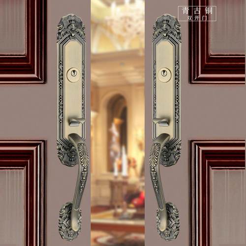 别墅豪华双开门把手大门锁仿古欧式实木门入户子母防盗通用型门锁