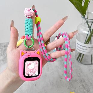 新款小怪兽适用于米兔儿童手表表带6/6X可爱挂脖绳耐磨尼龙4C/5C/