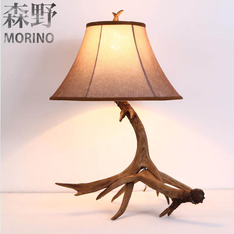 森野照明美式乡村鹿角灯客厅餐厅咖啡厅别墅阳台过道复古鹿角台灯