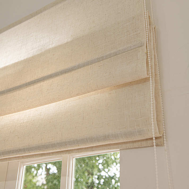 罗马定制不透帘卧室亚麻人透光罗马窗帘升降阳台日式折叠帘客厅