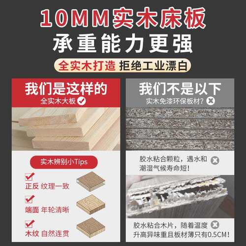 实木床1.8米双人床现代简约1.5出租房用简易单人床1.2m榻榻米床架