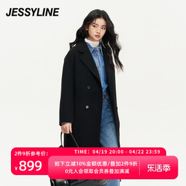 杰茜莱黑驼色双面呢羊毛大衣女装秋冬高级感外套潮 jessyline