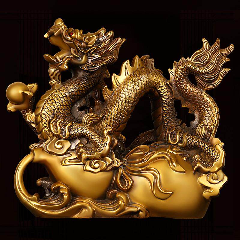铜龙摆件全铜福禄龙生肖龙金龙葫芦龙中国龙家居桌面装饰大号祥龙