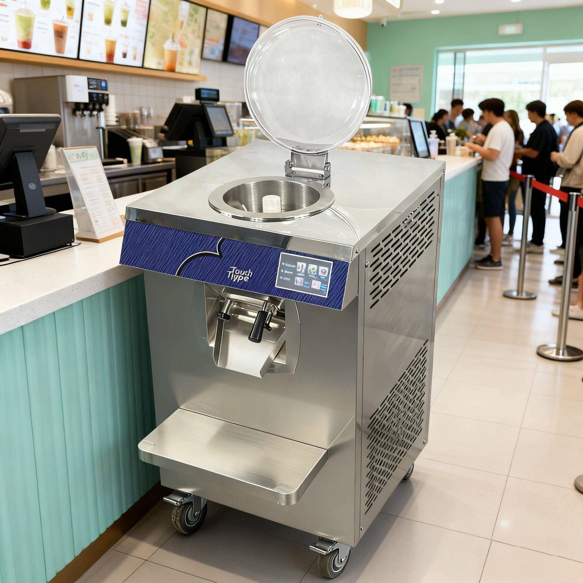 商用立式冰淇淋展示制作一体机边做边加料gelato硬冰淇淋均可