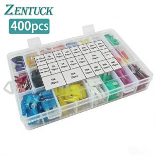 车用保险片盒装400pcs中小号铝质保险片中号插片式保险丝+夹子套