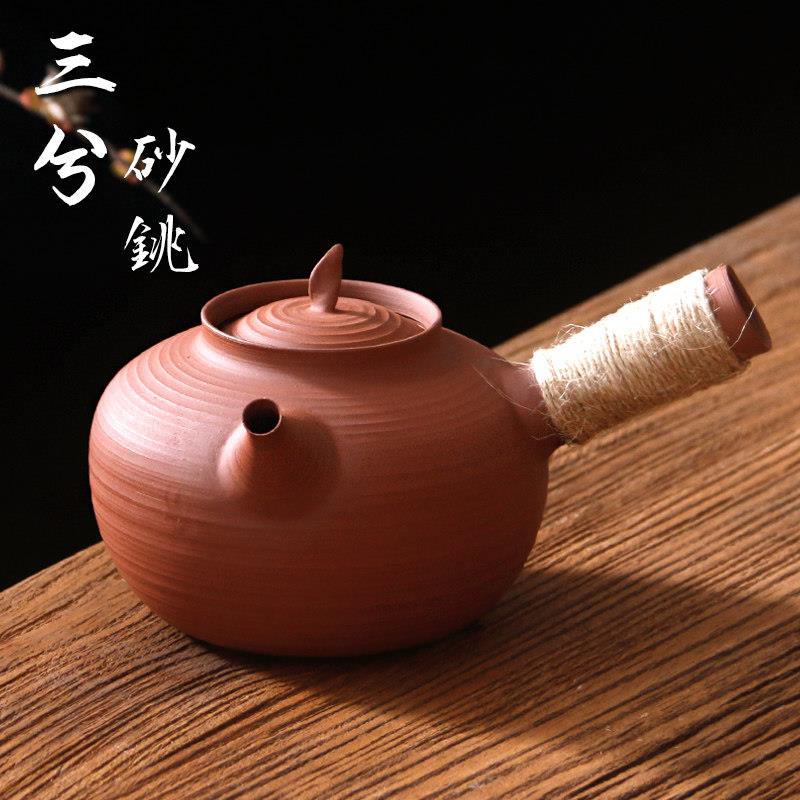 三兮侧把潮州砂铫壶 薄锅仔 功夫茶玉书煨 原矿煮水壶 跳盖响水壶