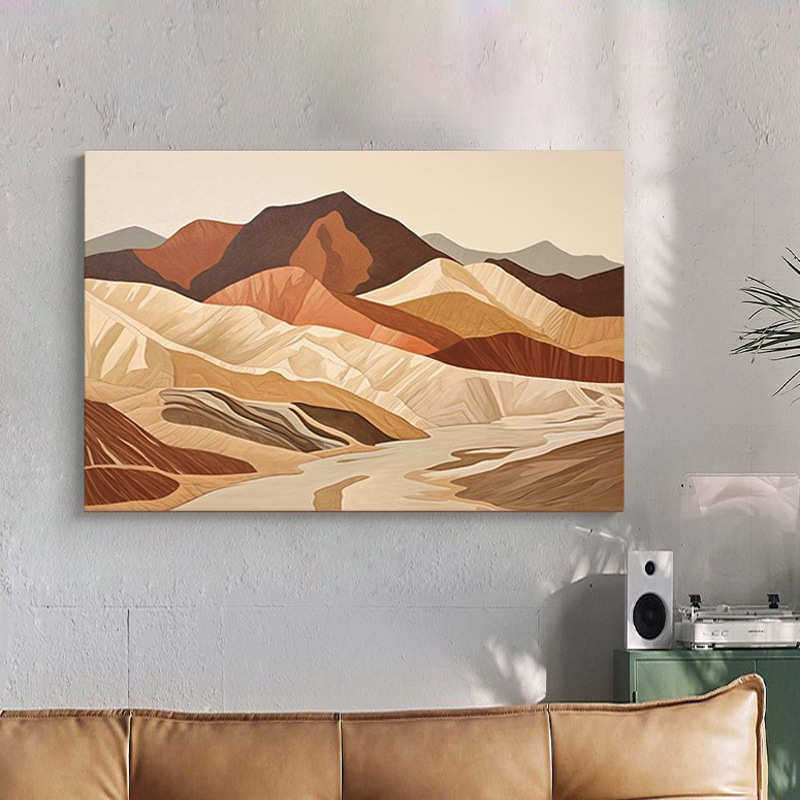 山峰客厅有风背侘抽象油画寂肌理挂画墙装饰画手绘背景靠山沙发纯