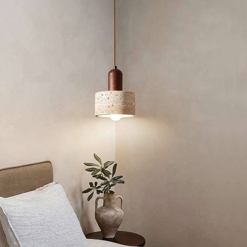 黄洞石卧室床头吊灯中式复古诧寂风民宿酒店咖啡厅装饰小吊线灯具