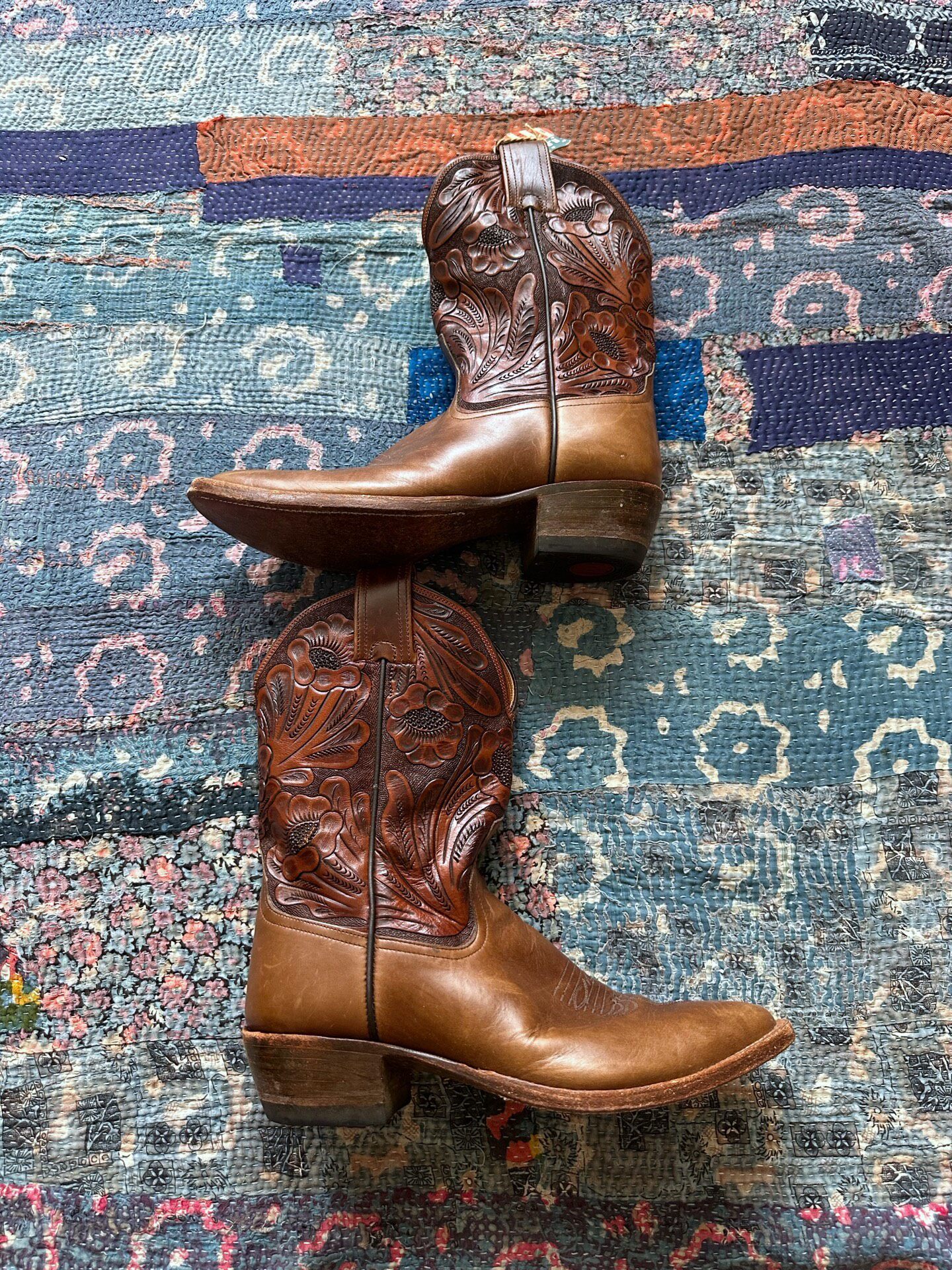RRL Vintage Carved Western Boots