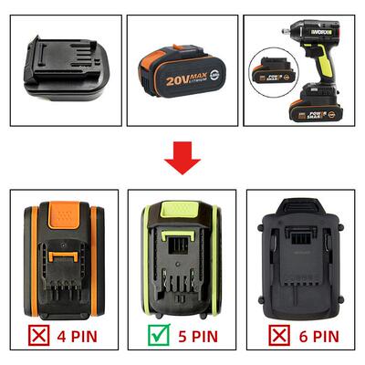 转接器 威WO克士RX 20V 4pin电池转换为绿色5pin电池(充电器共享)
