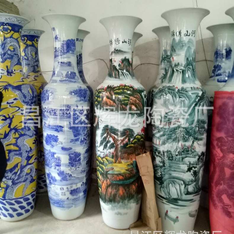 景德镇陶瓷中国红大号花瓶仿古落地大花瓶酒店客厅摆件装饰厂家