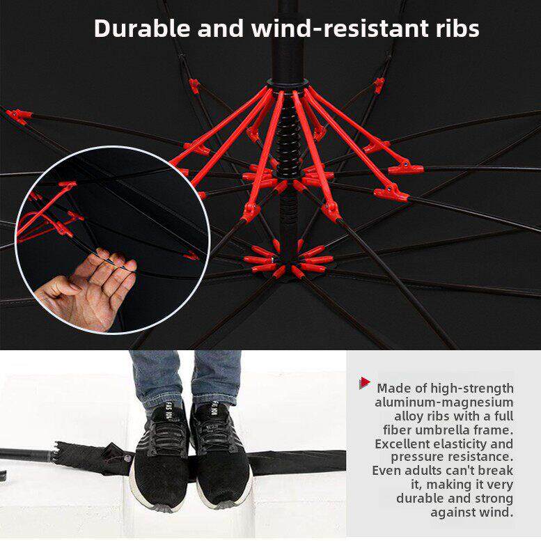 日式原装自动大伞黑色长伞超大伞面抗风增强男女通用双长柄伞