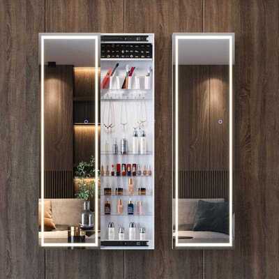5ZW魔镜家居侧拉式穿衣镜壁挂墙侧推拉式全身镜子收纳储物柜镜子7