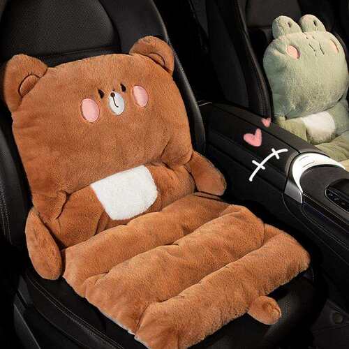 汽车坐垫冬季毛绒单片网红卡通女神车垫车内加热保暖车载通用座垫