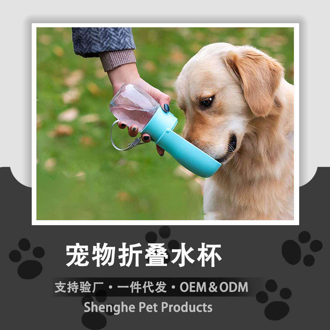 亚马逊爆款宠物折叠水杯源头厂家宠物外出便携式折叠300ML水杯