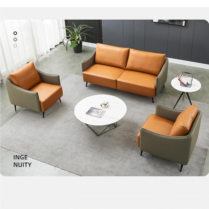 定制迪DS108灰+欧办公沙发茶几装意式三人位商务套公会约客接待简