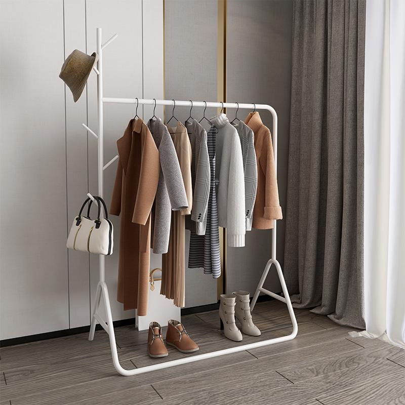 简约现代铁艺落地网红衣帽架收纳家用置物挂衣架子简易衣服卧室