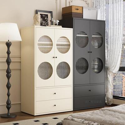 铁皮衣柜儿童收纳柜家用卧室铁艺衣橱无甲醛金属带抽屉钢制储物柜