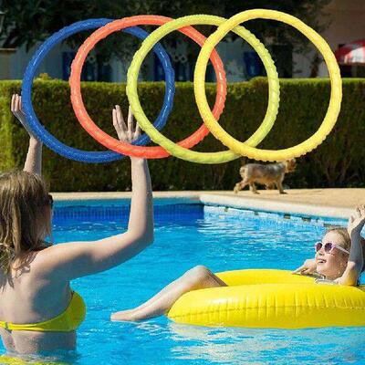 4Pcs Underwater Swimming Rings PVC Pool Sinking Toys