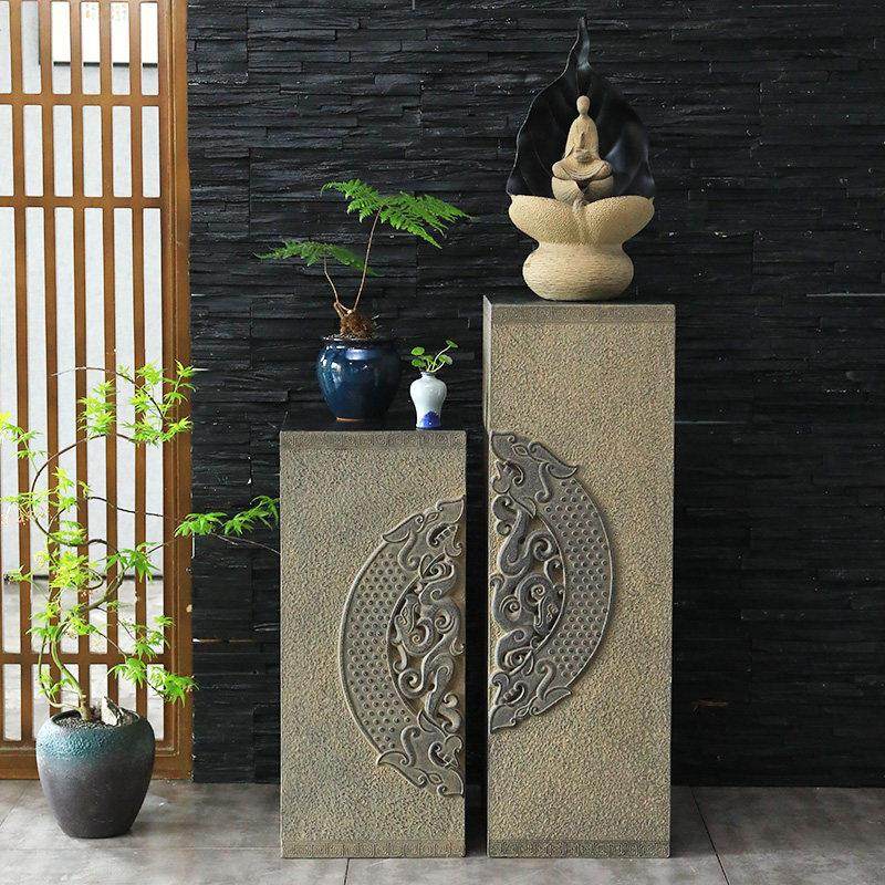 新中式室内展示柱摆件客厅玄关招财流水底座花园庭院柱子落地装饰,家居饰品,落地摆件,淘宝优惠券,粉丝福利购,淘宝优惠卷