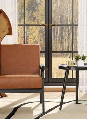 休闲实木极简人沙单厅发椅复日古客阳台家用卧室小型迷IFF你式小