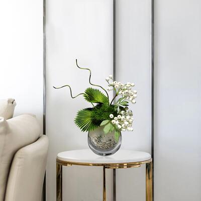 现代轻奢创意仿真花艺件样板间酒店台WHF洽谈桌摆吧假花软摆设绿