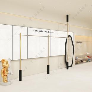 LWW服装 侧挂衣服挂架岛 中店展示架黑色上杆墙架衣顶天立地壁挂式