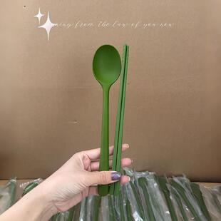 复古硅胶筷子家用高档抗菌防霉勺子餐具两件套家庭专人专用食品级