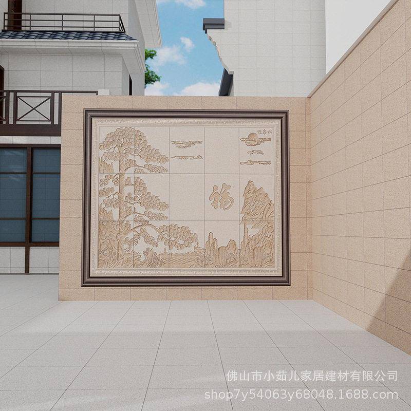 农村家用影壁墙瓷砖照壁墙浮雕花片砖外墙砖松鹤延年迎门墙围墙砖