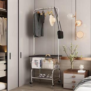 服装店展示架可移动带轮货架落地衣帽架带篮直播间陈列女装挂衣架