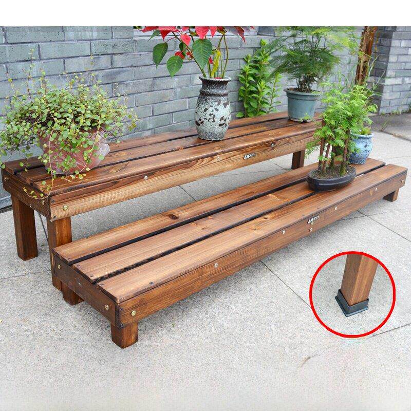 阳台客厅单层实木长方形绿萝花架户外阶梯碳化多肉落地盆景置物架