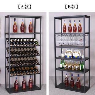 酒庄别墅复古酒类置物架收纳展示架高脚酒杯架意式红酒柜落地酒架