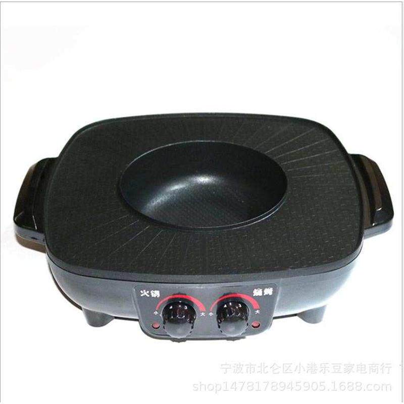 锅一体控 涮锅涮 烤电火锅家用双烧烤直供烤 一体 涮锅工厂韩式烤