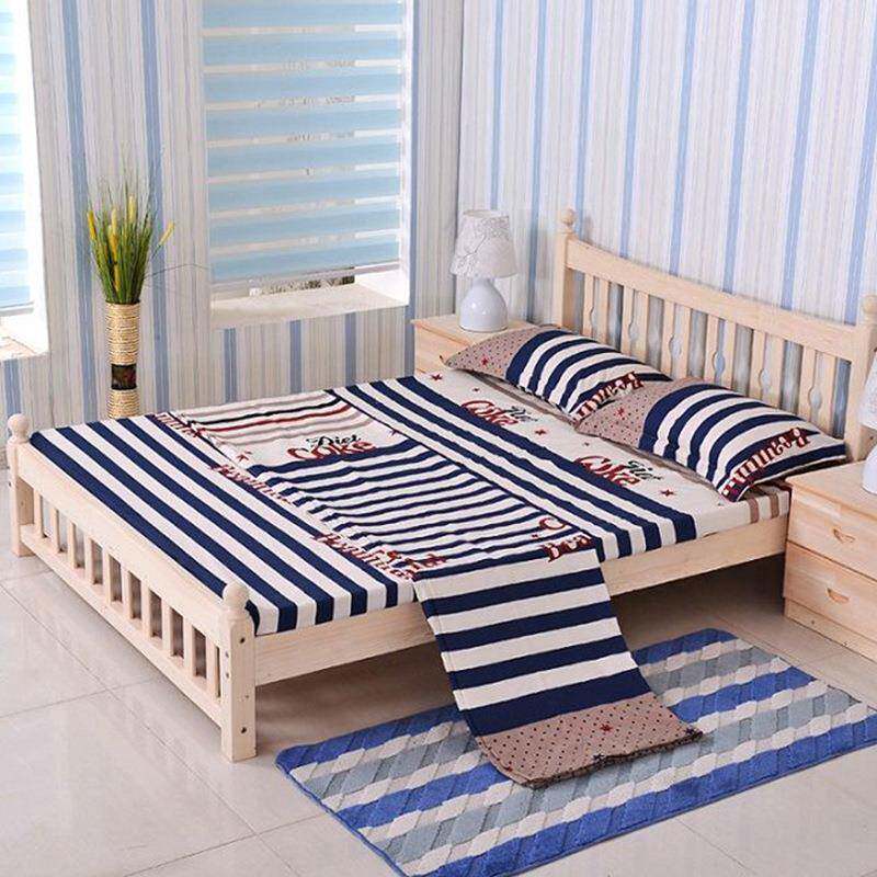 纯实木双人床原木无漆单人床简约现代儿童床简约学生床成人老人床