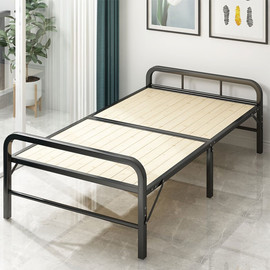 帅狐 松木床1.2米折叠床1米单人家D用木板简易铁架床实木硬板床0l