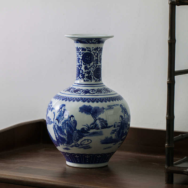 景德镇陶瓷器仿古青花瓷花瓶插花现代新中式家居客厅装饰品摆件,家居饰品,花瓶,淘宝优惠券,粉丝福利购,淘宝优惠卷