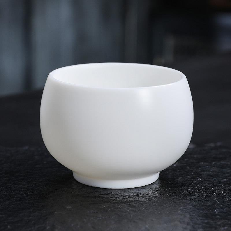 德化冰种素烧羊脂玉瓷主人杯纯白无釉大号单杯陶瓷茶具品茗茶杯