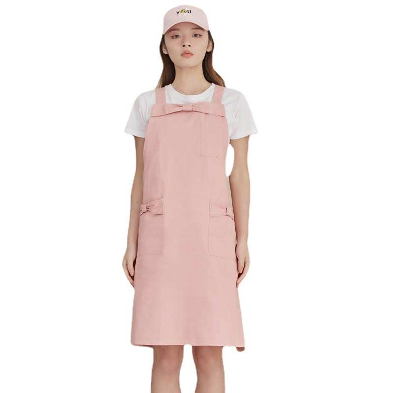 厂家直销围裙可爱日系美甲美容工作服奶茶店园花艺师韩版时尚代发