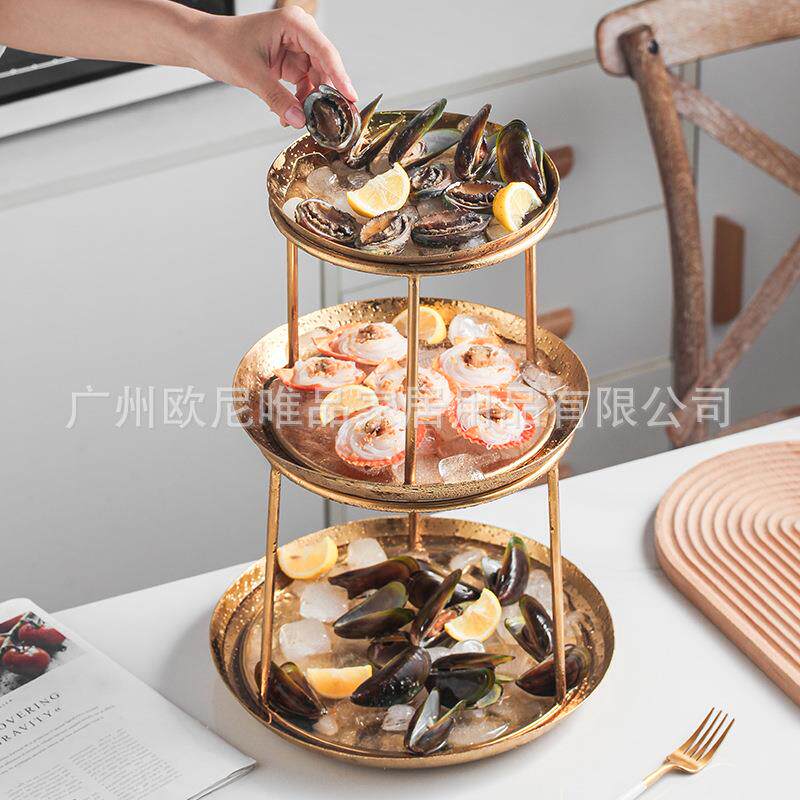 美式三层生蚝盘西餐多层海鲜塔日韩料理刺身盘自助网红店创意餐具