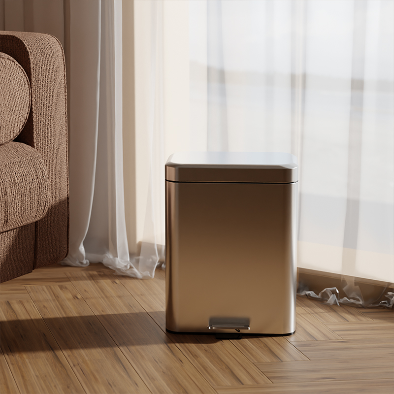 KOKOSHEEP | 垃圾桶脚踏式不锈钢方形厨房客厅卧室带盖密封大号