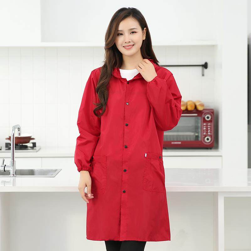 高档加长套围裙时防水尚防油罩衣大人家厨房做用饭长袖女外工作服