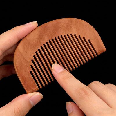 Thickened dense-toothed peach wood comb, massage comb, small