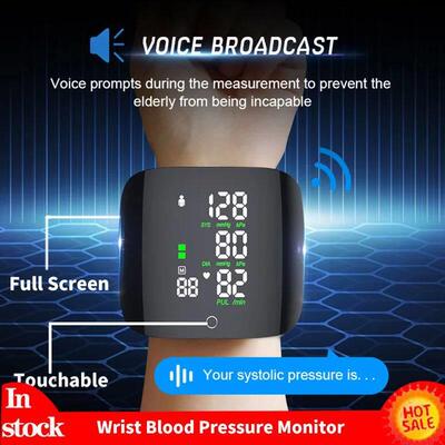 Touch D Screen Digital Wrist Blood Pressure Monitor Smart Vo