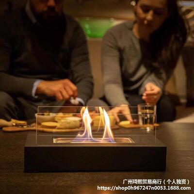 酒精壁炉氛围灯夜光灯真火室内取暖火焰网红装饰便携式桌面小摆件