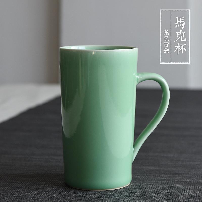 陶瓷扎啤杯青瓷马克杯大容量家用茶杯水杯大号啤酒杯早餐牛奶杯