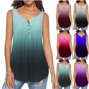 sleeveless gradient vest Women pleated women shirt