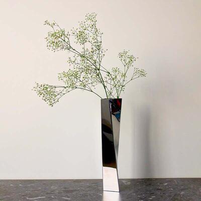不锈钢花瓶轻奢高级感细长设计金属花器插花现代极简客厅摆件落地