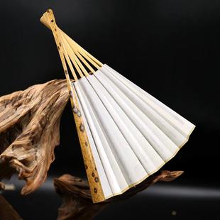 梅妃竹折扇扇子扇骨文玩斑竹苏工空白洒金宣纸扇面可批发打样diy