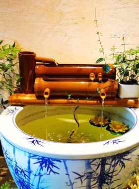 陶瓷鱼缸竹子过滤器圆缸瓷缸增氧上置过滤盒鱼缸过滤循环系统